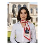 tarzınısec Atatürk Silüetli ve İmzalı Kırmızı-Beyaz Desenli Kravat / Eşarp / Fular