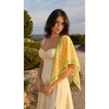 tarzınısec Premium Bordürlü Puantiye Üçgen Fular – Sarı Mint 46x127cm