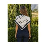 tarzınısec Premium Bordürlü Puantiye Üçgen Fular – Siyah Beyaz 46x127cm