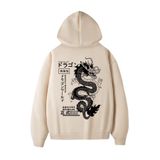 Tarzsokak Anime Guys Dragon & Letter Graphic Drawstring Hoodie Haki, Haki, M