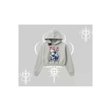 Tarzsokak ANİMEGİRL-131-4 Kapşonlu Crop Sweatshirt Anime Kız Desenli Japon Tarzı