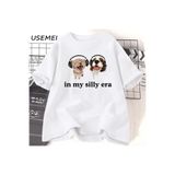 Tarzsokak Aptal Çağımda T Shirt Komik Meme Kedi Köpek Sevgilisi Tshirt Rahat Pamuk Kısa Kollu Tişört Er 3070, Beyaz-4242, 4Xl-5Xl