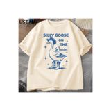 Tarzsokak Aptal Kaz Gevşek T Shirt Erkekler Kadınlar İçin Komik Cowgirl Batı Tee90S Moda Yuvarl 2822, Bej-263, L