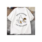 Tarzsokak Aptal Kaz Üzerinde% Bol Tişört Pamuk Kısa Kollu Komik Hayvan Baskılı Tshirt Streetwear Tee G 3009, Beyaz-3679, Xl