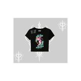 Tarzsokak Babby Tee Tshirt Oversize Anime Kız Desenli Japon Stil, Siyah, Xl