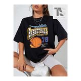 Tarzsokak Basketbol Ve Harf Grafikli Düşük Omuz Tişörtü, Haki, Xl