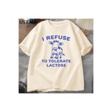 Tarzsokak Ben Laktoz T-Shirt Adam Komik Retro İnek Tolere Reddediyorum Grafikli Tişört Kadın Erkek Pamu 2920, Bej-2885, L