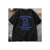 Tarzsokak Ben Laktoz T-Shirt Adam Komik Retro İnek Tolere Reddediyorum Grafikli Tişört Kadın Erkek Pamu 2920, Siyah-2886, L