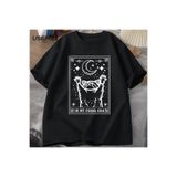 Tarzsokak Benim Feral Dönemi Rakun T Shirt Mistik Ratshirt Tshirt Tarot Kart Baskı T-Shirt Yaz Pamuk Kı 2881, Siyah-800, M