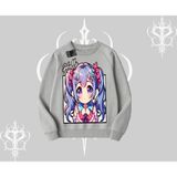 Tarzsokak Biskilet Sweatshirt Hello Anime Kız Sevimli Karakter Baskılı