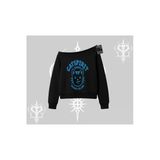 Tarzsokak Catspirit Sunday Brave Feline Yazılı Kedi Baskılı Kayık Yaka Sweatshirt, Siyah, S