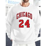 Tarzsokak Chicago Number 24 Letter Baskılı Erkek Kazakları Rahat Sokak Modası Polar Sweatshirt Yuvarlak