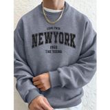 Tarzsokak Come Ture New York City Baskılı Erkek Kazak Kışlık Bol Kapüşonlu Spor Bisiklet Yaka Polar Sıc