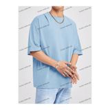 Tarzsokak Düz Erkek 3 Baskısız Baskılı Oversize Kalıp Unisex T-Shirt, 2-Bebek Mavisi, Xl