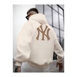 Tarzsokak Erkek Bej Ön Arka Ny Baskılı Kapüşonlu Sweatshirt Onarkanysweatshirt Bej, Bej, S
