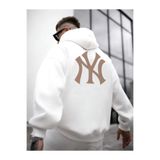 Tarzsokak Erkek Beyaz Ön Arka Ny Baskılı Kapüşonlu Sweatshirt Onarkanysweatshirt, Beyaz, S