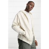 Tarzsokak Erkek Ekru Kapüşonlu Fermuarlı 3 Üç İplik Polar Kanguru Oversize Salaş Sweatshirt Beyaz, Ekru, S