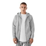 Tarzsokak Erkek Gri Melanj Kapüşonlu Fermuarlı 3 Üç İplik Polar Kanguru Oversize Sweatshirt, Gri, M