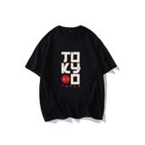 Tarzsokak Erkek Siyah T-Shirt Tokyo Baskılı Oversize Tişört, Lacivert, Xl