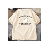 Tarzsokak Erkek T-Shirt Komik Karın Acıtıyor Ama Gerçekten Cesur Olmak Aptal Kaz Tpamuk Komik G 2940, Bej-1307, L