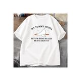 Tarzsokak Erkek T-Shirt Komik Karın Acıtıyor Ama Gerçekten Cesur Olmak Aptal Kaz Tpamuk Komik G 2940, Beyaz-1310, Xl