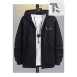 Tarzsokak Geyik Boynuz Sweatshirt Fermuarlı Hırka Siyah, Siyah Geyik, L