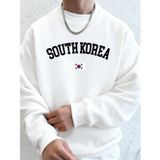 Tarzsokak Güney Kore Bayrağı Baskılı Erkek Sweatshirtleri Kışlık Bisiklet Yaka Kapüşonlu Üstler Sokak P