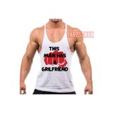 Tarzsokak Gym Tank Top Fitness Sporcu Atleti Bu Adamın Bir Kız Arkadaşı Var, Beyaz, L