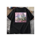 Tarzsokak Hayat Çorba Ben Çatal T Shirt Erkekler Kadınlar İçin Komik Kedi Baskılı T-Shirt Çirkin Aptal 2945, Siyah-1347, Xl