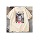 Tarzsokak Hükümet İstemiyor Komik Kedi Meme T-Shirt Erkekler Rahat Kısa Kollu Aptal Aptal T Shirt Erkek 3073, Bej-4266, 2Xl-3Xl