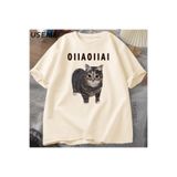 Tarzsokak İplik Kedi Meme Oiiai Erkek T-Shirt Yaz Kısa Kollu Tee Pamuk Grafik Üst Rahat T Shirt Yuvarla 2907, Bej-2768, 4Xl-5Xl