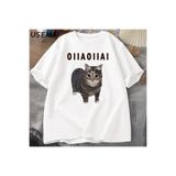 Tarzsokak İplik Kedi Meme Oiiai Erkek T-Shirt Yaz Kısa Kollu Tee Pamuk Grafik Üst Rahat T Shirt Yuvarla 2907, Beyaz-2775, S