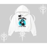 Tarzsokak Kapşonlu Crop Sweatshirt Anime Cyberpunk Kız Baskılı