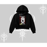 Tarzsokak Kapşonlu Crop Sweatshirt Anime Devils Girl Japanese Style Baskılı