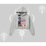 Tarzsokak Kapşonlu Crop Sweatshirt Anime Hiker Girl Balance Is Everything Baskılı