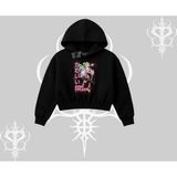 Tarzsokak Kapşonlu Crop Sweatshirt Anime Kawaii Japon Kız Desenli