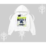 Tarzsokak Kapşonlu Crop Sweatshirt Anime Unity Neon Detaylı Grafik Baskılı