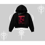 Tarzsokak Kapşonlu Crop Sweatshirt Anime Waifu Kırmızı Grafik Desenli