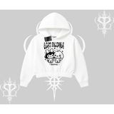 Tarzsokak Kapşonlu Crop Sweatshirt Best Friends Forever Baskılı Sevimli Tasarım
