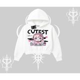 Tarzsokak Kapşonlu Crop Sweatshirt Cute Anime Gamer Girl Baskılı