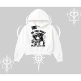 Tarzsokak Kapşonlu Crop Sweatshirt Do You Want Play With Me Anime Kız Baskılı