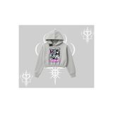 Tarzsokak Kapşonlu Crop Sweatshirt Fearless Soul Anime Kolaj Baskılı, Gri, Xl