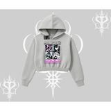 Tarzsokak Kapşonlu Crop Sweatshirt Fearless Soul Anime Kolaj Baskılı
