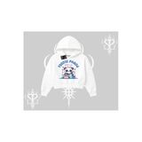 Tarzsokak Kapşonlu Crop Sweatshirt Foodie Panda Tatlı Ve Sevimli Panda Baskılı, Beyaz, S