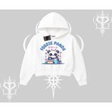 Tarzsokak Kapşonlu Crop Sweatshirt Foodie Panda Tatlı ve Sevimli Panda Baskılı
