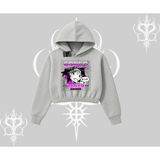 Tarzsokak Kapşonlu Crop Sweatshirt Games Schoolgirl Anime Baskılı