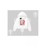 Tarzsokak Kapşonlu Crop Sweatshirt Madness Unleashed Anime Girl Baskılı, Beyaz, M