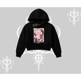 Tarzsokak Kapşonlu Crop Sweatshirt Madness Unleashed Anime Girl Baskılı
