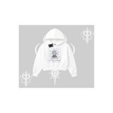 Tarzsokak Kapşonlu Crop Sweatshirt Noodle Theory Hand Drawn Concept, Beyaz, L