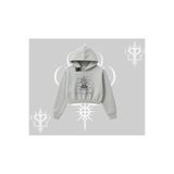 Tarzsokak Kapşonlu Crop Sweatshirt Noodle Theory Hand Drawn Concept, Gri, L